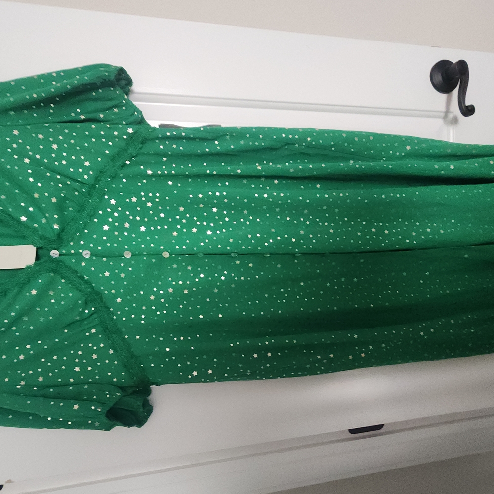 Never Fully Dressed Emerald Green Puff Sleeve Maxi Dress with Plunge Neckline - Picture 3 of 6